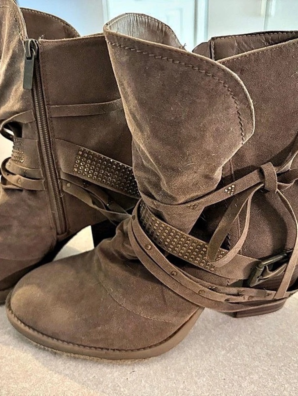 Lane Bryant Brown Studded Ankle Boots